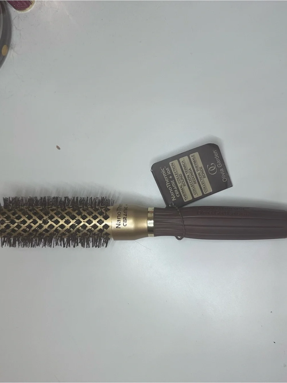 Nanothermic Ceramic Round Hair Brush - Brown/Gold